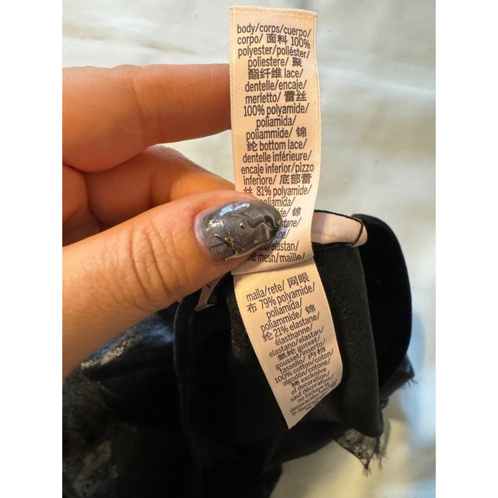 Victoria's Secret Satin Lace Bodysuit Top VNeck Open Front New XS Black - Picture 3 of 4